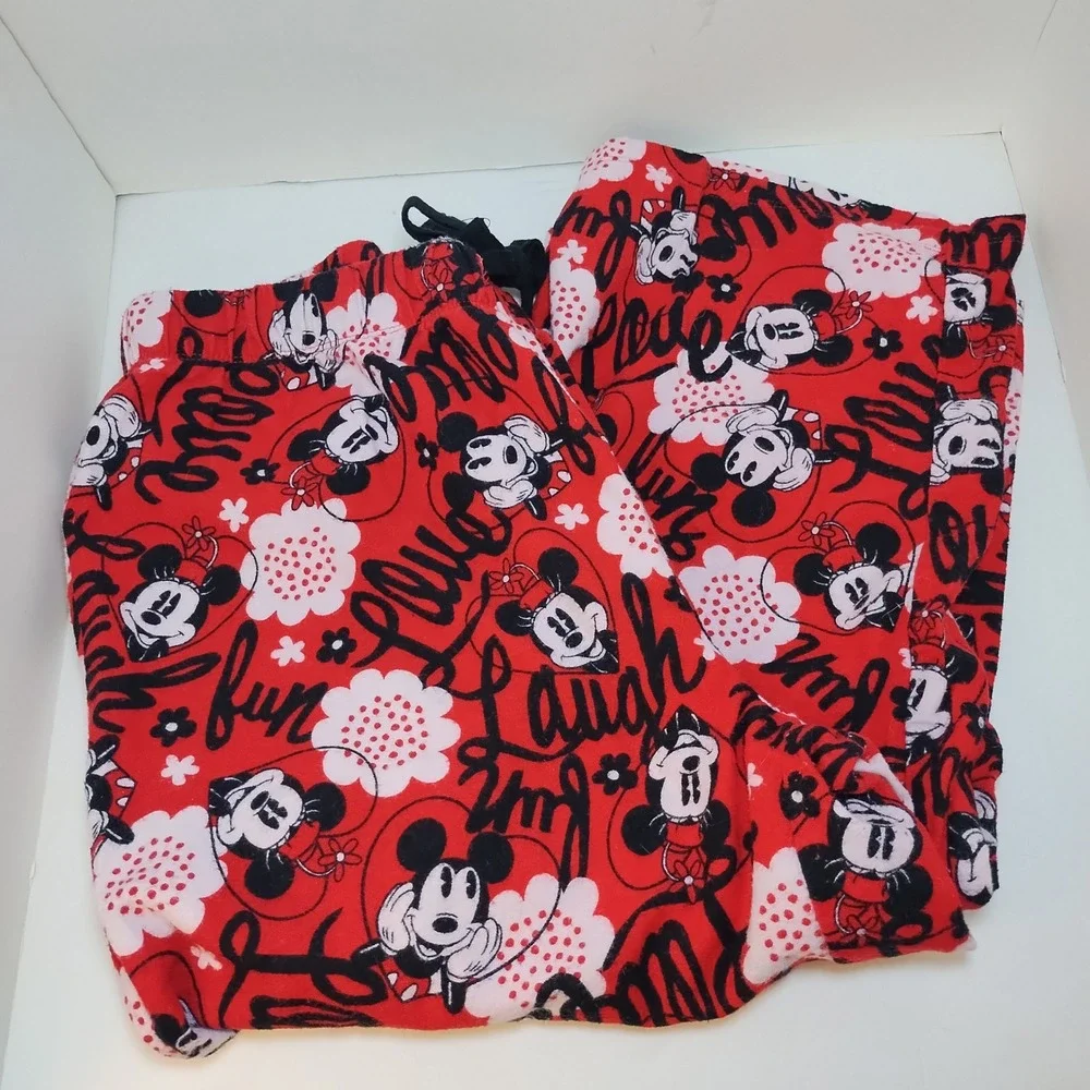 Disney Minnie Mouse Red Love Laugh Fun Pajama Pants Lounge Sleepwear Size XL - Picture 1 of 7